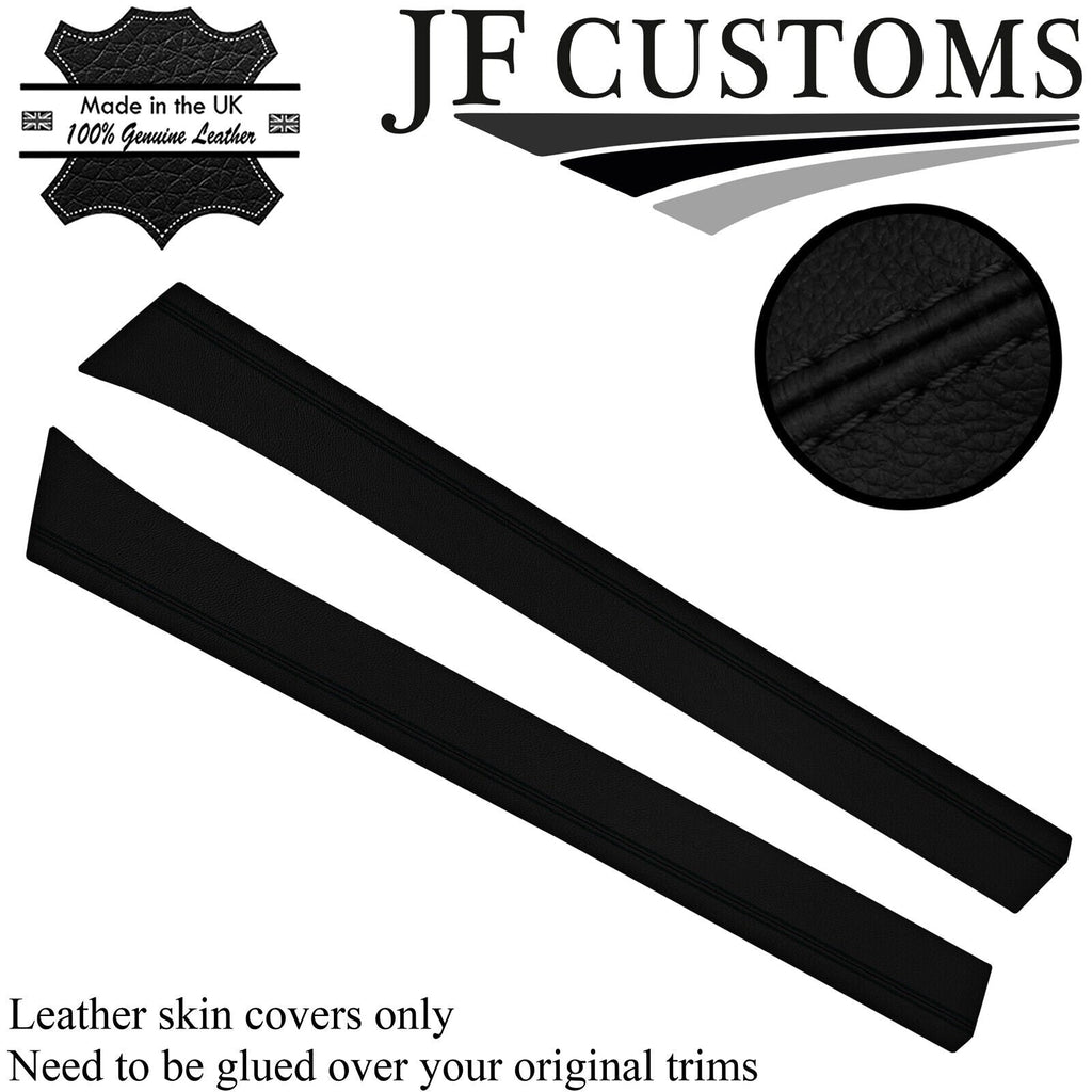BLACK STITCH ITALIAN LEATHER 2X A PILLAR COVERS FOR DATSUN 510 1600 67-73