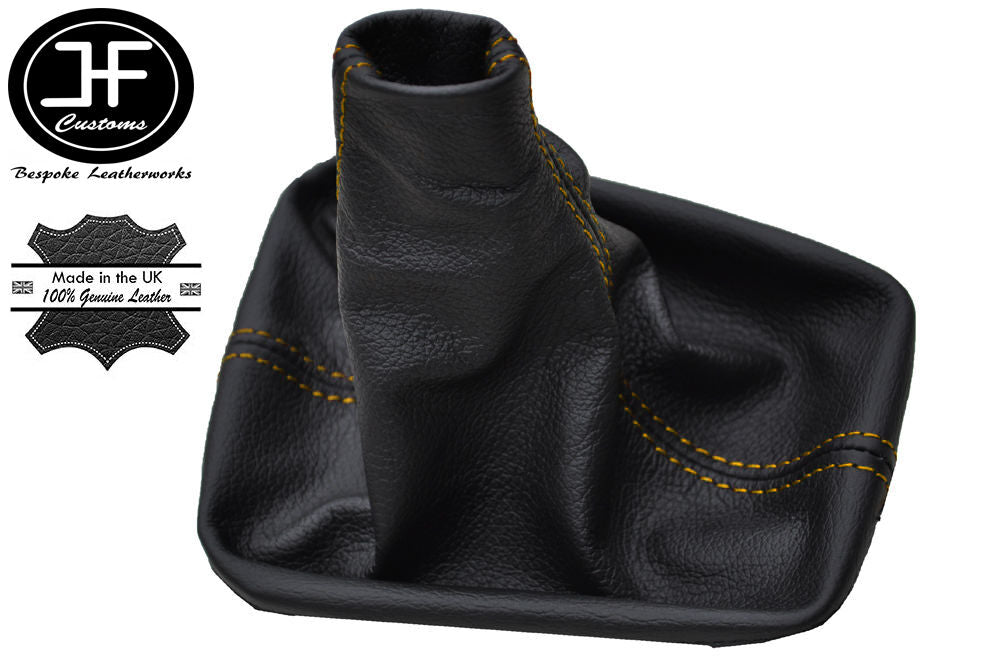 YELLOW STITCHING MANUAL LEATHER GEAR GAITER FITS VW CADDY MK3 04-10 CUSTOM NEW