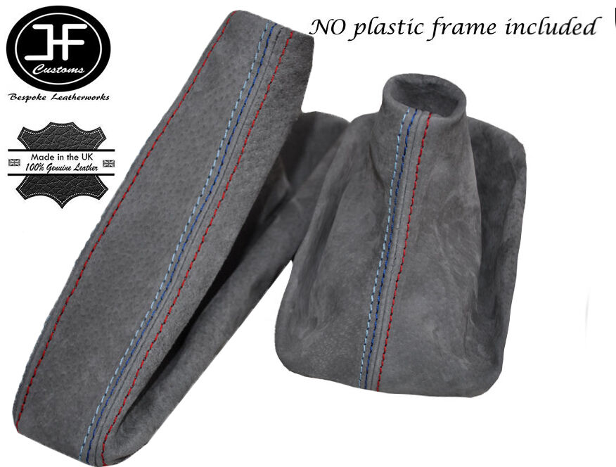GREY SUEDE FITS BMW E90 91 92 93 AUTO AUTOMATIC GEAR HANDBRAKE GAITER TRI STITCH