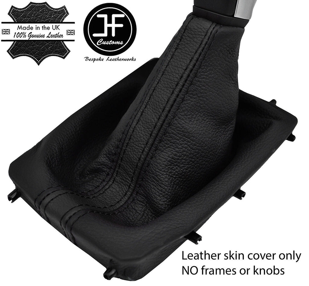 BLACK & BLACK STRIPE REAL LEATHER MANUAL GEAR GAITER FITS PEUGEOT 308 MK2 14-18