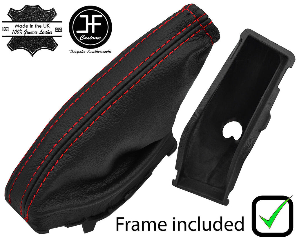 RED STITCH LEATHER HANDBRAKE GAITER+PLASTIC FRAME FOR FORD MONDEO MK4 07-13