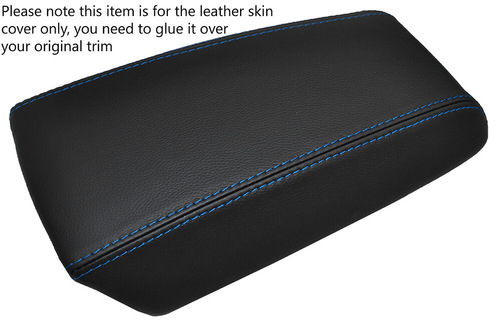 BLUE STITCHING LEATHER ARMREST SKIN COVER FITS VOLVO S60 2000-2004 CUSTOM NEW