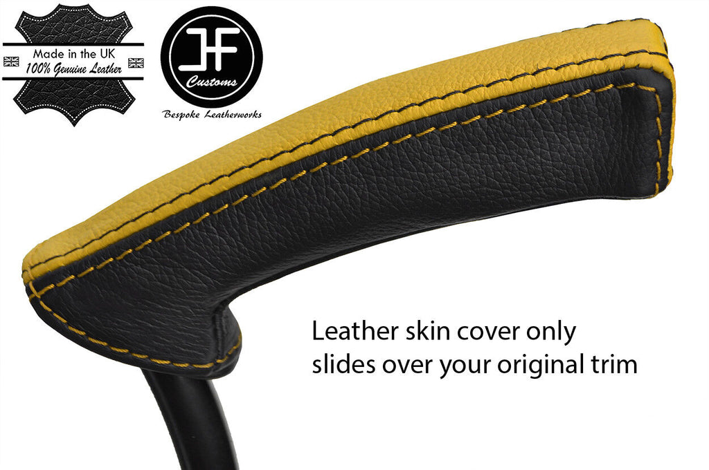 BLACK & YELLOW TOP GRAIN LEATHER HANDBRAKE HANDLE COVER FITS SAAB 93 9-3 03-12