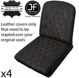 ORANGE DIAMOND STITCHING 4X REAR SEAT LEATHER COVERS FITS DEFENDER 90 110 83-06