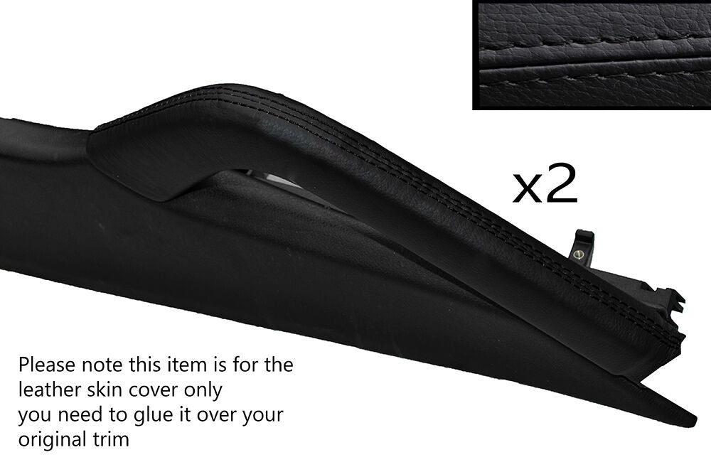 BLACK STITCH 2X CONSOLE GRAB HANDLE LEATHER COVERS FITS PORSCHE CAYENNE 02-10