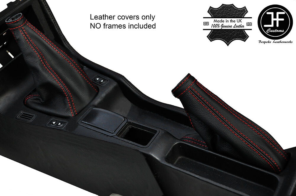 RED STITCH GEAR & HANDBRAKE LEATHER GAITERS FITS FIAT COUPE 16V 20V 1994-2000
