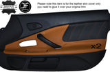 BLACK PERFORATED & BROWN LEATHER 2X DOOR CARD TRIM COVER FITS HONDA S2000 04-09
