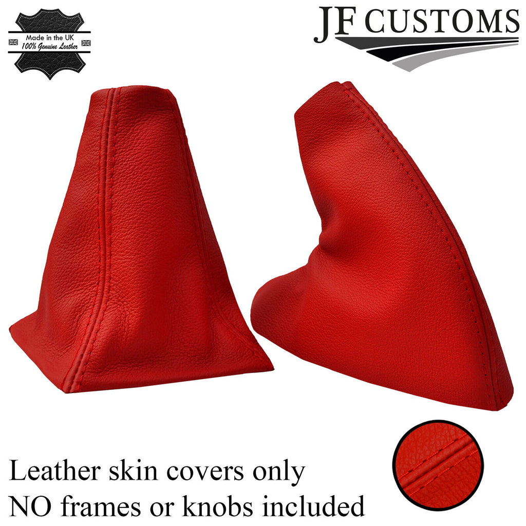 RED LEATHER GEAR STICK AND HANDBRAKE GAITER SET FOR MG MGF MK1 1995-2000