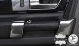 BLACK STICH 2X FRONT DOOR HANDLE LEATHER COVER FOR LAND ROVER DISCOVERY 4 09-15