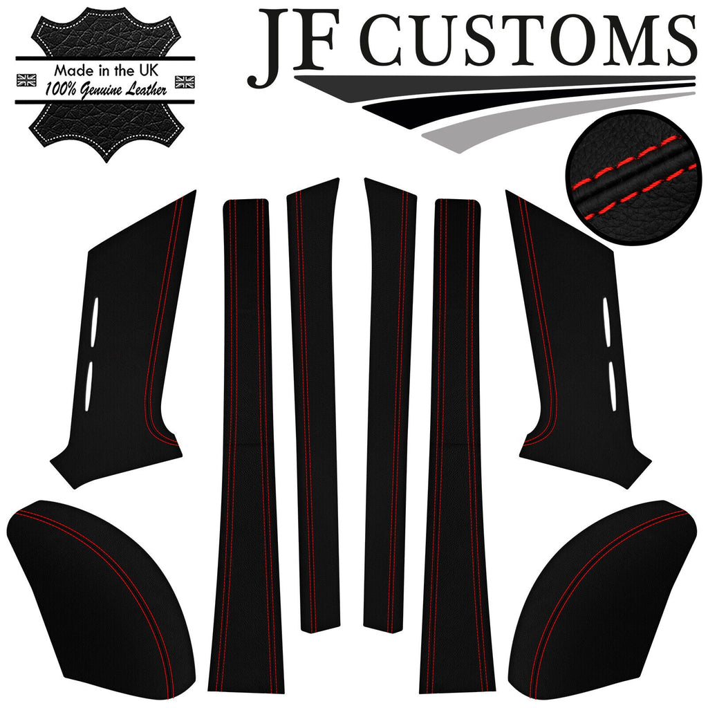 RED STITCH 2X A B C PILLAR KIT + 2X REAR TRIM COVERS FOR DATSUN 510 1600 SEDAN