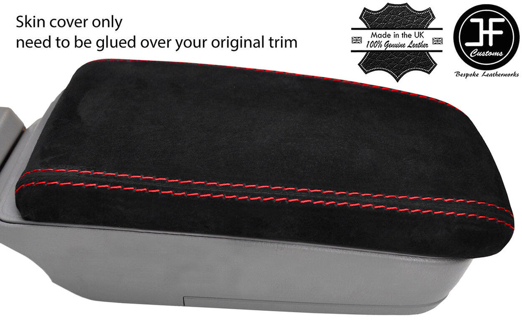 RED STITCH REAL SUEDE ARMREST LID COVER FITS SUBARU FORESTER SG9 2006-2008