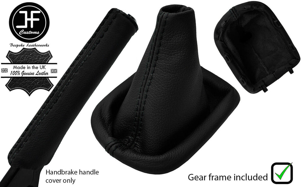 BLACK STITCH LEATHER GEAR GAITER+FRAME+HANDBRAKE COVER FOR PEUGEOT 207 06-13
