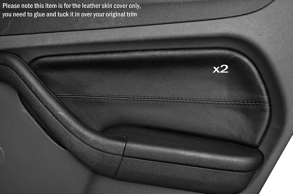 BLACK STITCH 2X REAR DOOR CARD TRIM SKIN COVERS FITS FORD FOCUS MK3 05-08 5 DR
