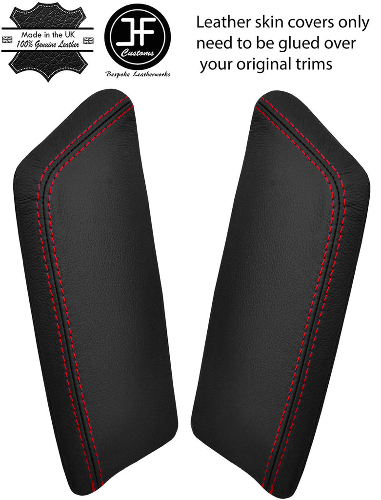 RED  STITCH 2X KNEE PAD REAL LEATHER COVERS FITS TRIUMPH TR7 TR8 1976-1981