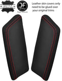 RED  STITCH 2X KNEE PAD REAL LEATHER COVERS FITS TRIUMPH TR7 TR8 1976-1981