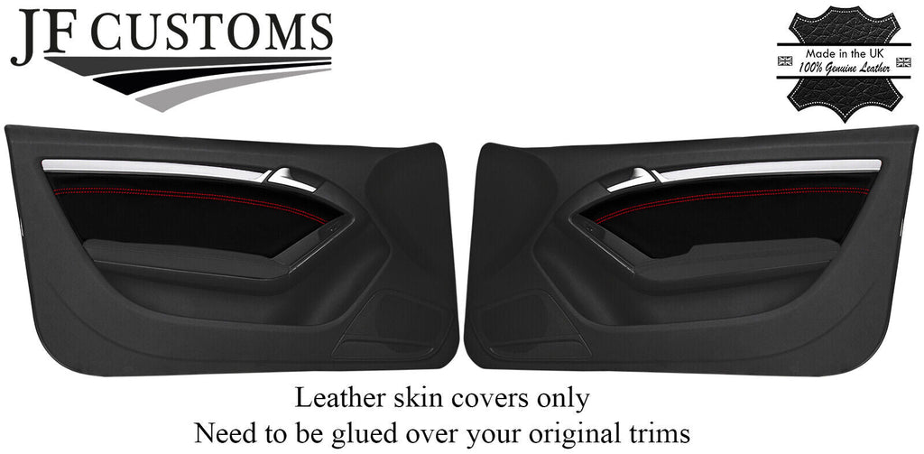 RED STITCH NAPPA LEATHER 2X FRONT DOOR TRIMS FITS AUDI A5 8F S5 CABRIO 09-16