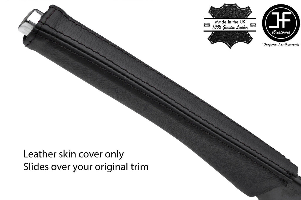 BLACK STITCH TOP GRAIN LEATHER HANDBRAKE HANDLE COVER FITS PEUGEOT 307 01-08