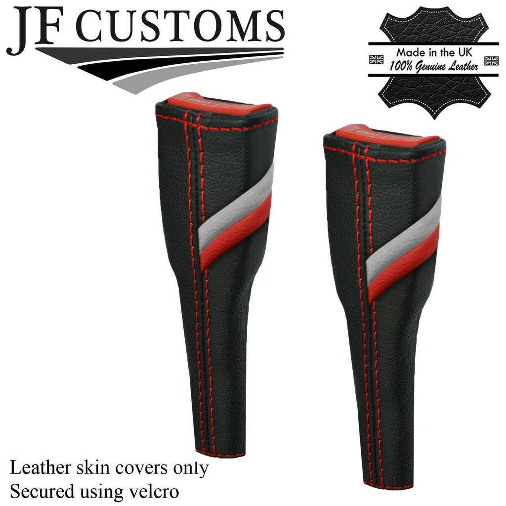 RED STITCH SPORT STRIPES 2X SEAT BELT LONG COVERS FOR AUDI Q2 2016-2022