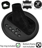BLACK STITCH SUEDE AUTO AUTOMATIC GEAR GAITER + TOP RING FOR VW T5 2003-2015