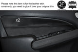 BLACK STITCH 2X FRONT DOOR CARD TRIM LEATHER SKIN COVER FITS MAZDA 2 2008-2015