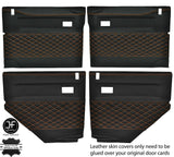 ORANGE DIAMOND STITCH 4X DOOR CARD LEATHER COVERS FOR LAND ROVER DEFENDER 90 110