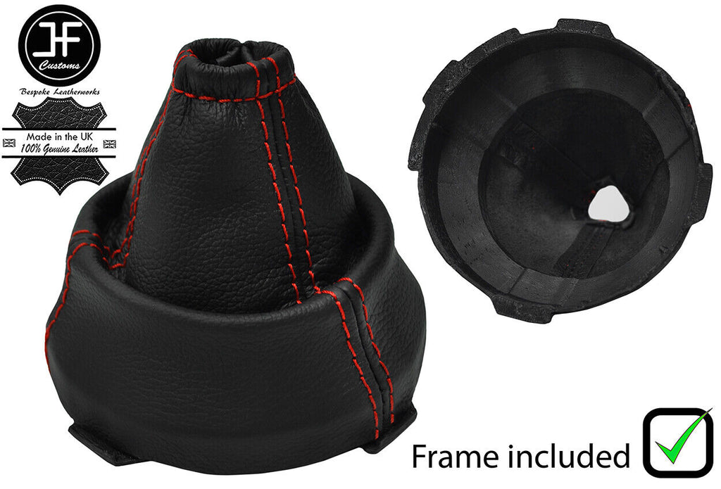 RED STITCH LEATHER GEAR GAITER + PLASTIC FRAME FOR FORD FUSION 02-12 CUSTOM NEW