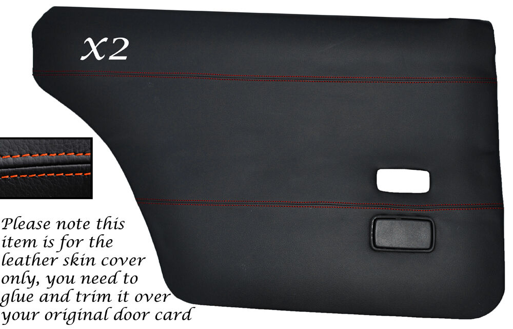 ORANGE STITCH 2X REAR DOOR CARDS LEATHER SKIN COVERS FITS FORD CORTINA MK4 MK5