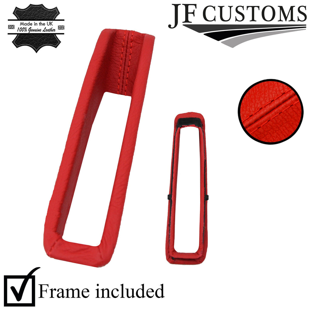 RED LEATHER HANDBRAKE TRIM SURROUND COVER + FRAME FOR PORSCHE 928 1986-1991