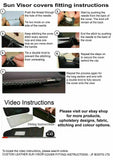 BLACK CROSS STITCH LEATHER 2X SUN VISOR COVERS FITS TESLA MODEL S 12-21