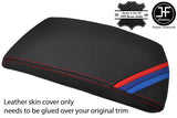 RED STITCH TRI STRIPES TOP GRAIN LEATHER LID ARMREST COVER FOR BMW X3 E83 03-10
