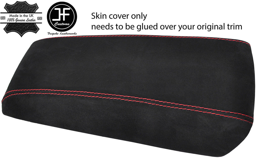 RED STITCHING REAL SUEDE ARMREST LID COVER FITS FORD EDGE 2014-2018 CUSTOM NEW