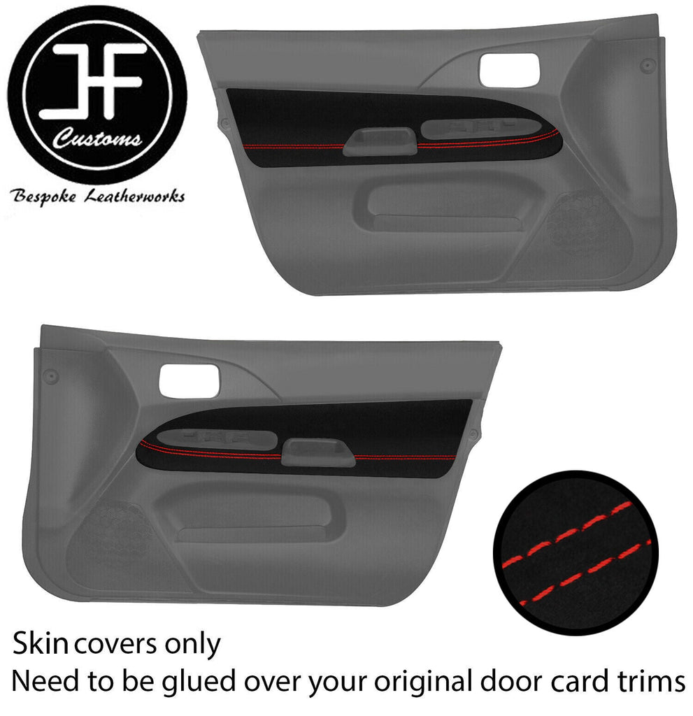 RED STITCH 2X FRONT DOOR TRIM LUXE SUEDE COVERS FOR MITSUBISHI EVO 7 8 9 JF1