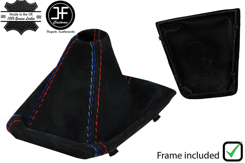 RED & TRI STITCH SUEDE MANUAL GEAR GAITER+PLASTIC FRAME FOR BMW X3 E83 03-10