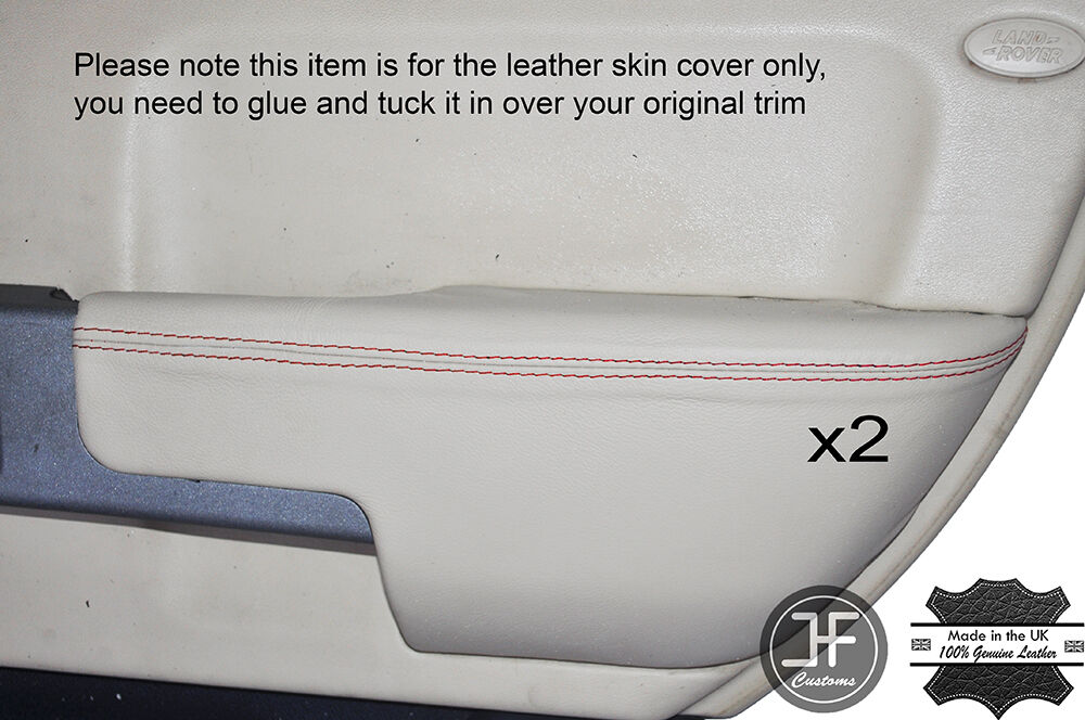 RED STITCH 2X REAR DOOR ARMREST MAGNOLIA COVERS FITS RANGE ROVER VOGUE L322
