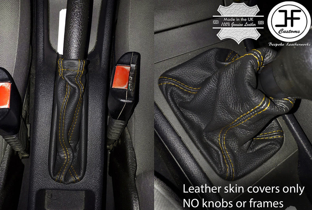 YELLOW STITCH LEATHER GEAR HANDBRAKE COVER FOR VAUXHALL OPEL ASTRA G MK4 98-05