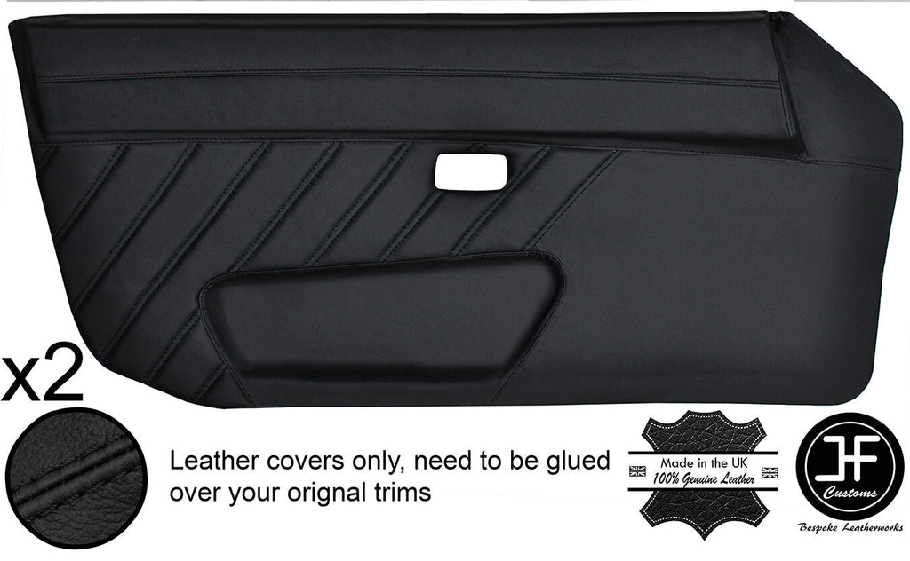 BLACK STITCH STYLE 3 2X FULL DOOR CARD LEATHER COVER FITS PORSCHE 924 944 75-91