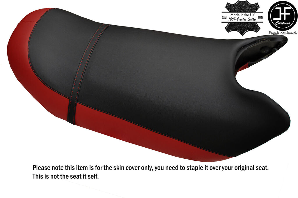 BLACK & DARK RED CUSTOM FITS KAWASAKI STX 900 1100 97-04 VINYL SEAT COVER +STRAP