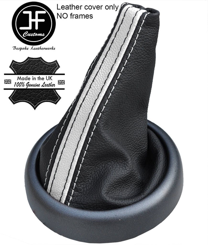 BLACK WHITE STRIPE TOP GRAIN LEATHER GEAR GAITER FOR BMW MINI R50 R52 R53 01-06