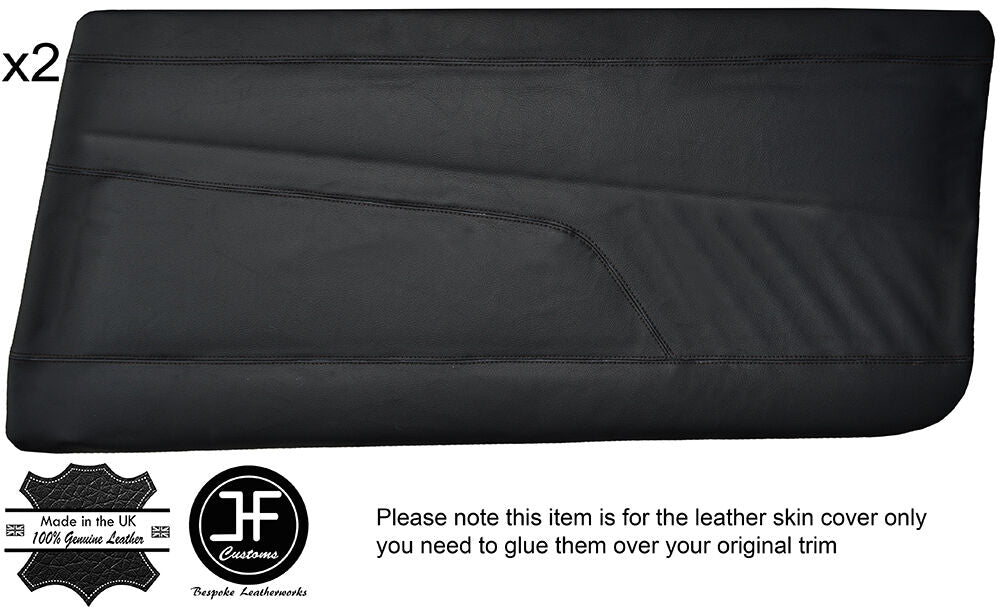 BLACK STICH 2X FRONT DOOR CARD LEATHER COVER FITS ALFA ROMEO SPRINT ALFASUD MK3