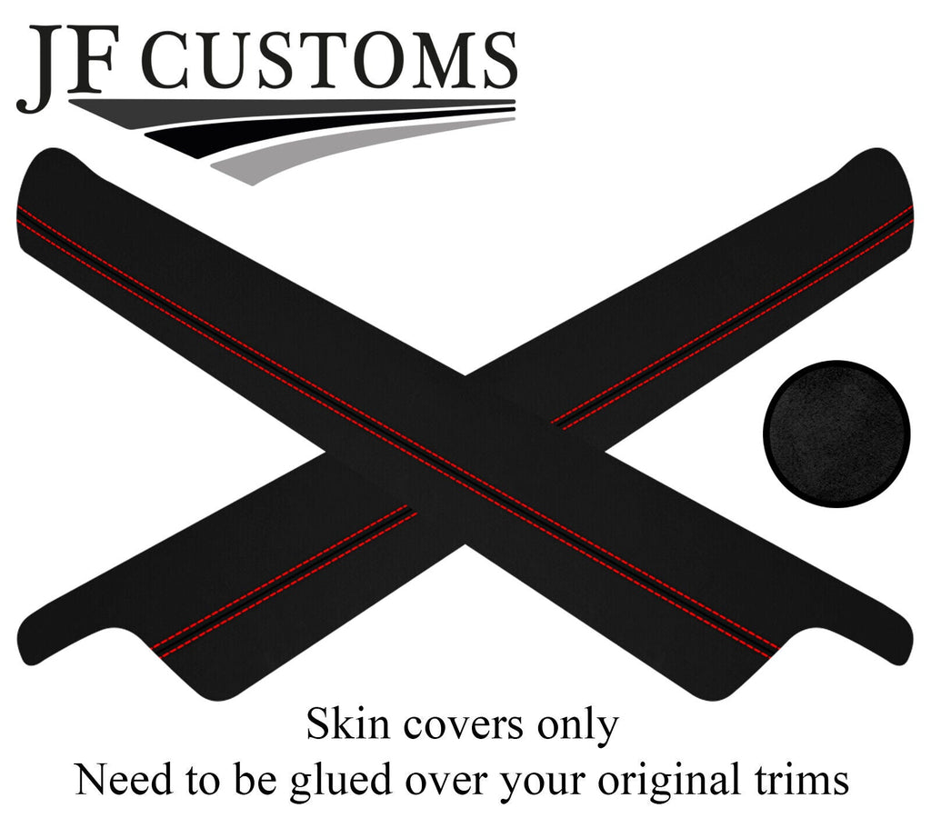 RED STICH 2X DOOR ARMREST SUEDE SKIN COVERS FITS TOYOTA GT86 SUBARU BRZ 12-15