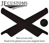 RED STICH 2X DOOR ARMREST SUEDE SKIN COVERS FITS TOYOTA GT86 SUBARU BRZ 12-15