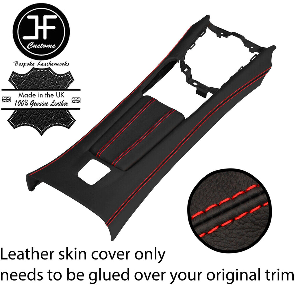 RED STITCH CENTRE CONSOLE + ARMREST LEATHER COVERS FOR FIAT 124 SPIDER 16-20