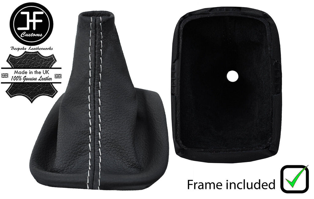 WHITE STITCH REAL LEATHER GEAR GAITER WITH PLASTIC FRAME FOR VOLVO C30 06-2013