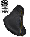 YELLOW DOUBLE STITCH FITS PEUGEOT 207 BLACK GEAR GAITER BOOT REAL LEATHER CUSTOM