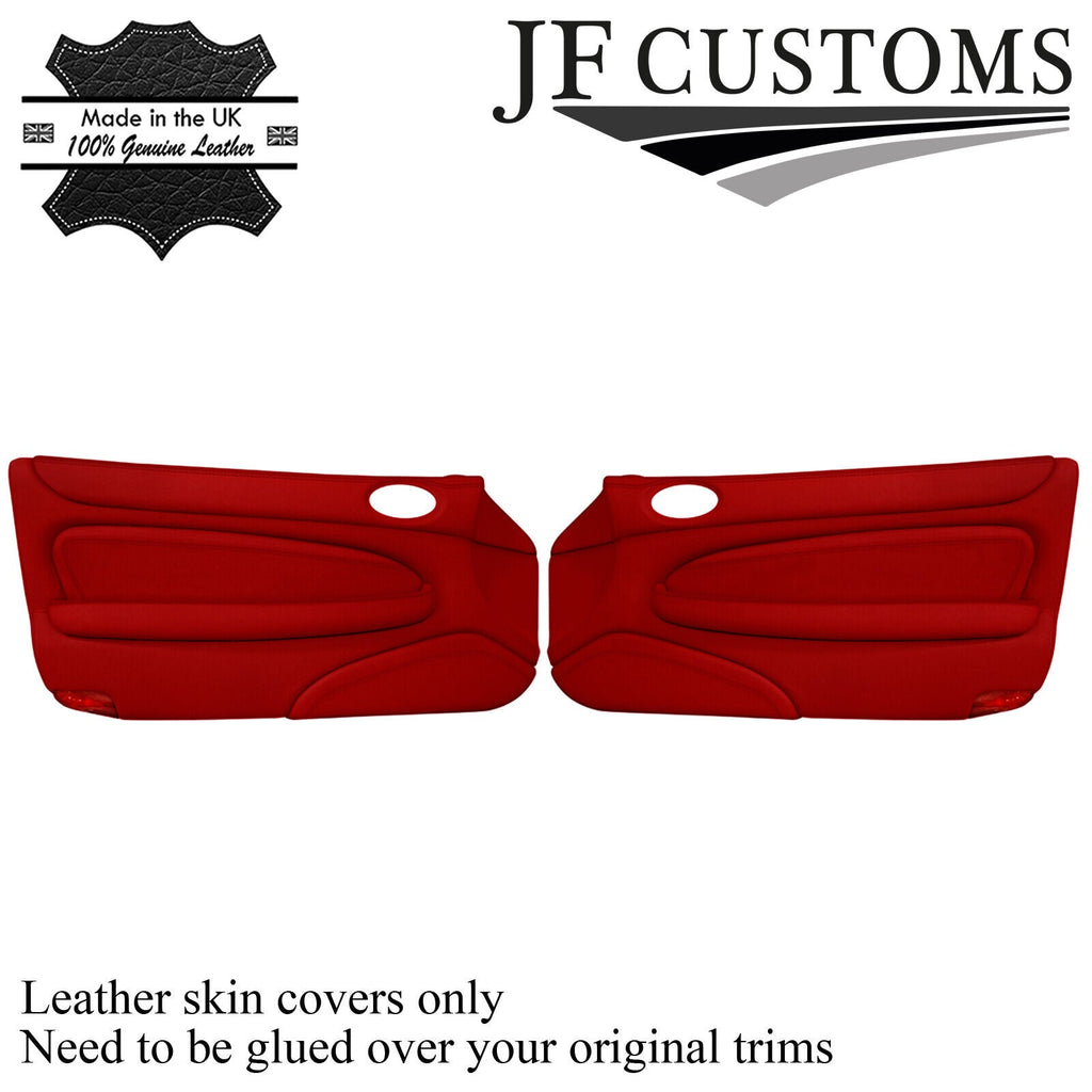 D RED ITALIAN LEATHER 2X DOOR CARD COVERS FOR JAGUAR XK8 X100 COUPE 96-04