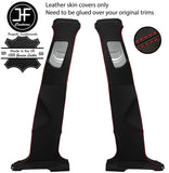RED STITCH 2X UPPER AND 2X LOWER B PILLAR LEATHER COVER FOR AUDI Q5 2008-2015
