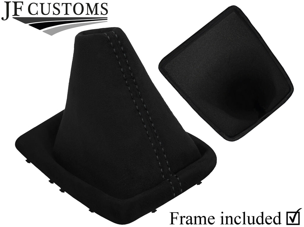 BLACK STITCH LUXE SUEDE GEAR GAITER + PLASTIC FRAME FOR FORD FOCUS MK2 FL 08-11