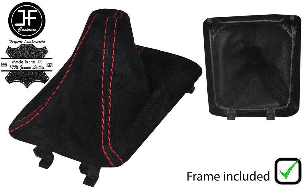 RED STITCH SUEDE GEAR GAITER+PLASTIC FRAME FOR PORSCHE BOXSTER 981 12-19