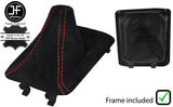 RED STITCH SUEDE GEAR GAITER+PLASTIC FRAME FOR PORSCHE BOXSTER 981 12-19