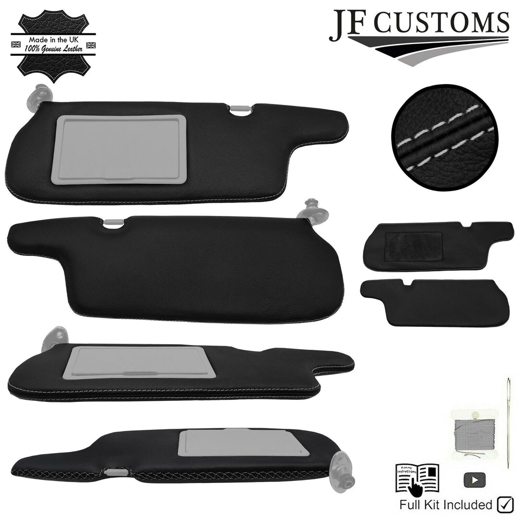 LIGHT GREY CROSS STITCH LEATHER 2X SUN VISOR COVERS FITS DATSUN 280ZX 1979-1983
